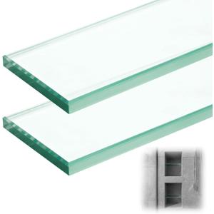 AceOrbit 2 Pcs 3-1/8 x 12-3/4 x 3/8 Inch Glass Shower Shelf for Shower Niche Break-Resistant Easy Install Clear Glass Support for DIY Storage Decor