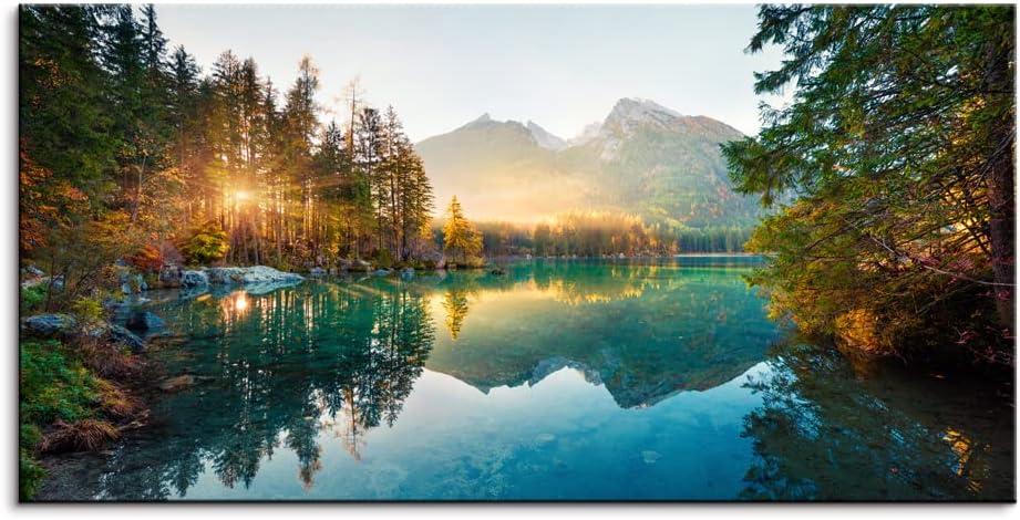 Autumn Lake Large Stretched Canvas Wall Art For Living Room Bedroom Home Decoration,Mordern Morning Sunrise View Print Picture Painting Decor Giclee Artwork,Gallery Wrapped Gift,Inner Frame(24x48) (Blue & Green Lake Landscape) Autumn Lake Large Stretched Canvas Wall Art For Living Room Bedroom Home Decoration,Mordern Morning Sunrise View Print Picture Painting Decor Giclee Artwork,Gallery Wrapped Gift,Inner Frame(24x48) (Blue & Green Lake Landscape)