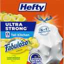 Hefty Ultra Strong 13 Gallon Trash Bags, Tall Kitchen Trash Bags 13 Gallon Size, Resist Leaks, Punctures, and Rips, Continuous Odor Control, White, Fabuloso Lemon Scent, 80 Bags
