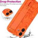 OOK Compatible with iPhone 17 Flower Case with Wrist Strap, Orange Rose Floral TPU Shockproof Protection Slim Cover with Camera Protection for Women Girls, for 6.3inch