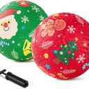 ZOOJOY Pack of 2 Cartoon Playground Balls, Christmas Toys Balls for Toddler 1-3, 8.5" Rubber Ball Bouncy Kickball, Indoor & Outdoor Game, for Boys Girls 2-4 with Pump