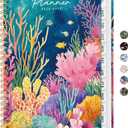 Academic Planner 2026-2027, Monthly and Weekly Calendar Planner, July 2026 - June 2027, Pretty Hardcover Teacher Student Planning Agenda Book with Tabs, Fit for School Office Supplies, 8.5" x 11", Coral Garden
