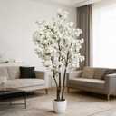 Large Artificial Cherry Blossoms Tree Indoor Faux Cherry Blossom Tree White 6FT Bedroom Trees for Home Christmas New Year Decor