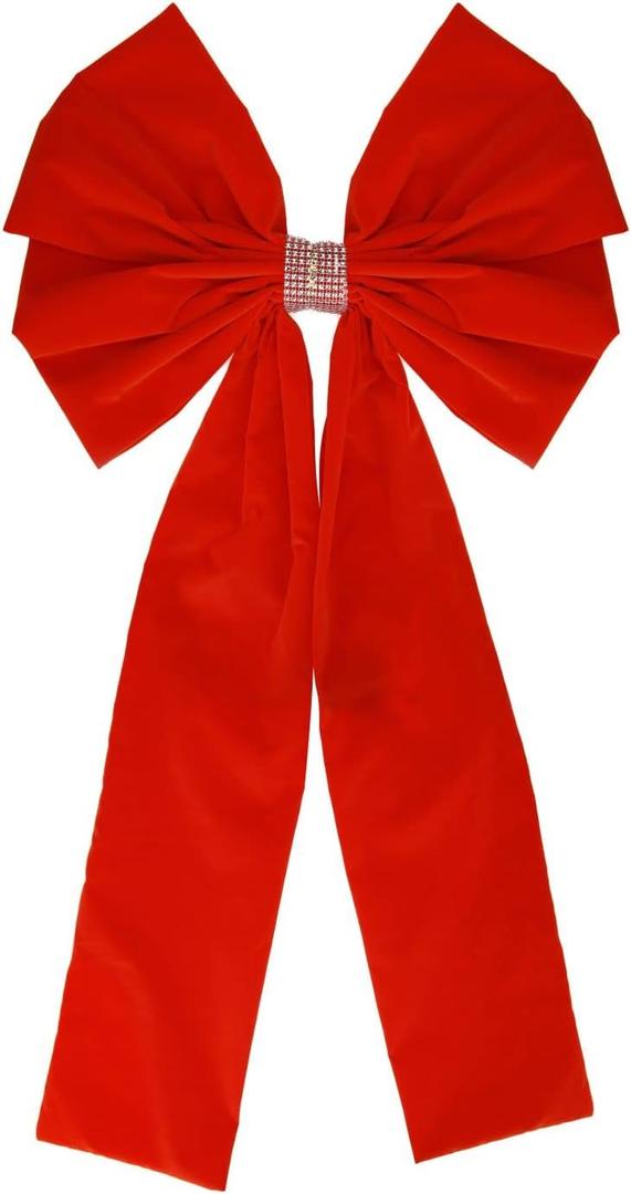 Meseey 36x18 Inches Extra-Large Christmas Tree Topper Bow Red Velvet Ribbon Gift Bows for Christmas Home Decor, Outdoor Indoor Car Decoration (Red)