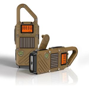 Walkie Talkies for Adults Rechargeable, FM/NOAA Emergency Radios with Weather Alerts, LED Flashlight & SOS Alarm, Solar Powered Hand Crank 2 Way Radios Walkie Talkie Hand Crank Long Range (Coffee)