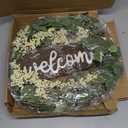 Sggvecsy Green Eucalyptus Wreath with Welcome Sign 20in Artificial Spring Summer White Berries for Front Door Wall Window Festival Farmhouse Porch Patio Garden Decor, White, Green