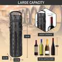 opux Wine Bag Single Bottle Carrier Tote, Insulated Wine Cooler Bag for Travel Picnic Beach with Shoulder Strap, Thermal One Bottle Holder Carrying Case Wine Gift for Women Men, Black Squares