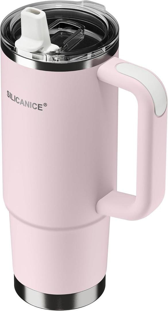 For Travel & Gym  Never Drink from a Moldy Lid Again: 30oz Hygienic Tumbler, 100% Leakproof Lid & Removable Foldable Spout. Reinforced Base, Fits Cup Holders- Pink Sand
