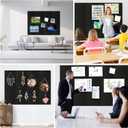 Large Cork Board | 48"x36" Felt Bulletin Board with Safe Removable Adhesive Tabs, 12-Pack Felt Wall Tiles for Home, Office, Classroom Essentials, Black