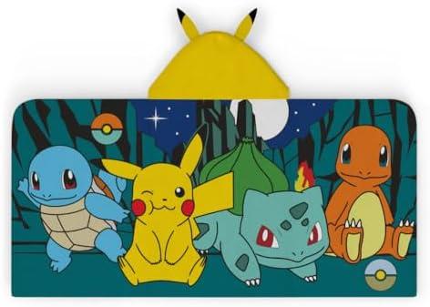 Pokemon Anime Kids Super Soft Bath/Pool/Beach Soft Cotton Terry Hooded Towel Wrap, 24 in x 50 in, (Official Licensed Product) By Franco