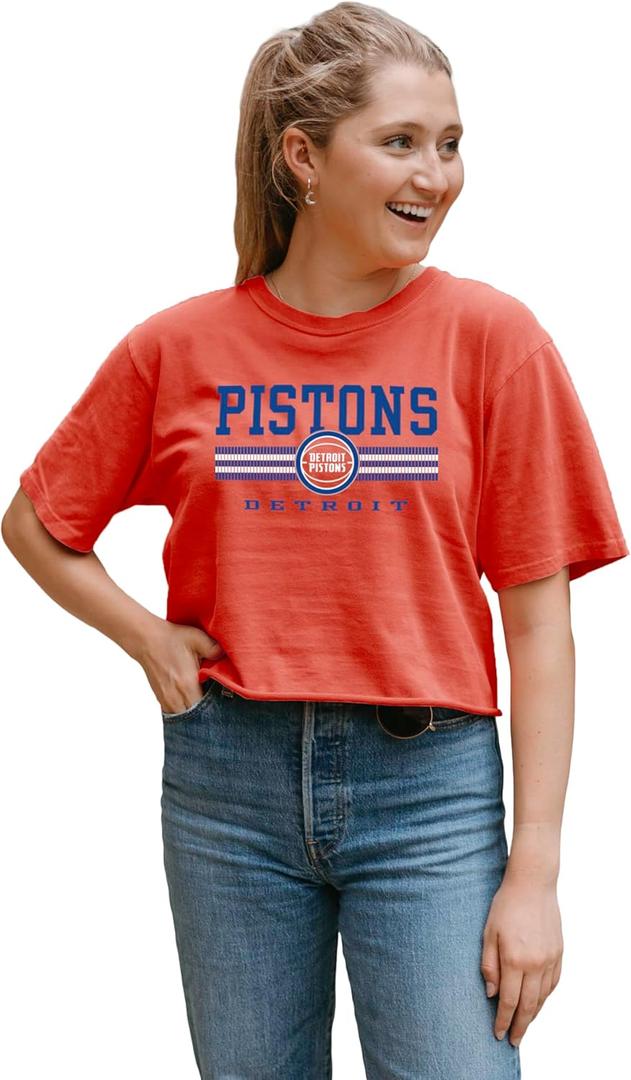 Blue 84 NBA Womens NBA Officially Licensed Women's Crop Top T-Shirt Ringspun Alternate Color,Large