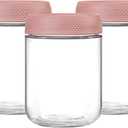 NETANY 3-pack 16oz Glass jars with Airtight Lids, Overnight Oats Containers with Lids, Wide mouth Mason Salad jars, Glass Food Storage Containers for Snacks Yogurt Spice Sugar