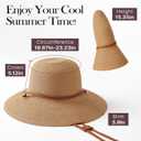 Womens Beach Sun Straw Hat, Wide Brim Sun Hat Travel Foldable Summer Wind Lanyard UPF 50+