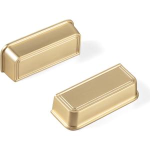 Goo-Ki 6 Pack Cup Pulls for Cabinets Champagne Bronze Bin Cup Drawer Pull, 3" (76mm) c-c Zinc Alloy Kitchen Hardware Champagne Bar Handles