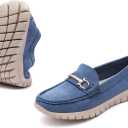 Bernal Loafers for Women Casual Moccasins Women's Comfortable & Lightweight Breathable Slip on Flat Shoes (7, Blue)