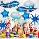 10 Pcs Large Airplane Party Balloons Set, Airplane Themed Foil Mylar Balloons for Baby Shower Toys Themed Party Birthday Decoration Supplies(Blue)
