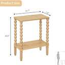 Fultyle Narrow End Table, Small Narrow Side Table with 2-Tier Storage, Skinny Bedside Table Nightstand for Narrow Spaces, Living Room, Bedroom (Rustic Walnut)
