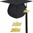 Unisex Adult Matte Graduation Cap with Tassel Year Charm (One Size, Black)