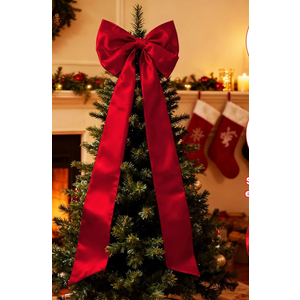 Extra Large Christmas Satin Bows Christmas Tree Topper Decorations Xmas Tree Toppers Bows, Bows for Home Wreath Wall Backdrop Birthday Wedding Party Decorations (Red)