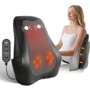 Back Massager for Pain Relief Deep Tissue, Kneading Shiatsu Neck and Back Massager with Heat, Massager for Back and Shoulder Pain, Gifts for Women Men Home Office (Black)