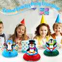 2 x Thenshop 7 Pcs Christmas Party Decorations, Xmas Penguin Honeycomb Centerpieces, 3D Table Decorations with Penguin for Party Supplies Home Indoor Holiday Sign Birthday Baby Shower Supplies
