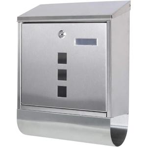 Decaller Stainless Steel Mailboxes with Sturdy Key Lock, Wall Mounted Waterproof Mail Box with Transparent Cover, 15.4" x 12"x 4.8" (2203 Silver)