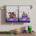 XCHI Mask Cat Dog Purple Flowers Mardi Gras Kitchen Towels Carnival Dish Towels 18x26 Inch Home Kitchen Decorations Hand Towels Set of 2 Drying Dishcloth