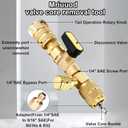 Valve Core Remover Installer Tool, with Dual Size SAE 1/4 and 5/16 Brass Port, 20 PCS Valve Cores and 10 PCS Brass Nuts, Valve core Tool for R22 R12 R407 R410 R404 R32 R600 A/C