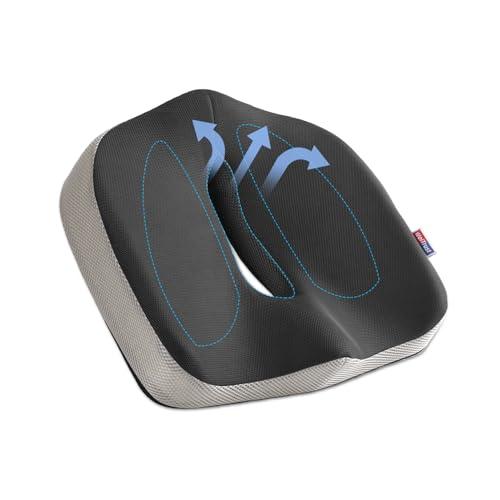 Seat Cushion for Tailbone Pain Relief, Memory Foam Coccyx Cushion for Office Chair & Car, Ergonomic Chair Pad with Non-Slip Cover & Handle, Sciatica Relief for Gaming Chair (Black)