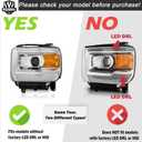 Headlights W/Bulbs for 2014-2018 GMC Sierra 1500/2015-2019 GMC Sierra 2500HD 3500HD Halogen Headlamp Replacement Driver & Passenger Side