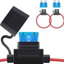 2 PCS Inline Fuse Holders 12V, 16 AWG Car Gauge Inline Fuses, Waterproof Fuse Holder with 15A ATC/ATO Standard Blade Fuses for Automotive, Marine, Golf Cart Lighting, Electrical Circuits