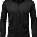 Mens Wrinkle Free Dress Shirts Regular Fit Long Sleeve Non Iron Business Casual Wedding Stretch Button Down Shirt,5XL 
