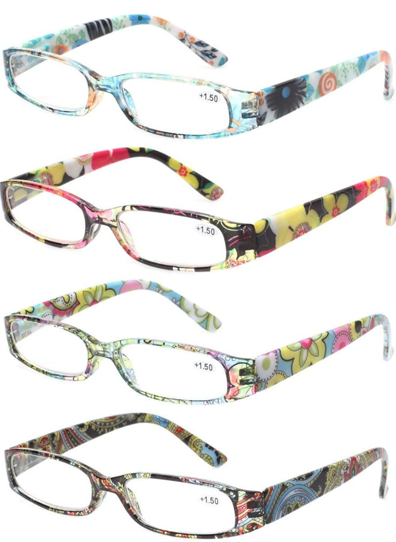 Kerecsen Women's Reading Glasses 4 Pairs Ladies Fashion Spring Hinge Readers +3.0