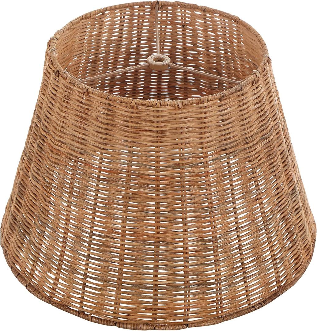 Aspen Creative 32989, Empire Natural Rattan Spider Shade, 9" Top x 14" Bottom x 9-1/2" Slant