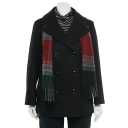 TOWER by London Fog Scarf & Wool-Blend Peacoat, Size S