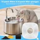 15+15 Pack Cat Water Fountain Filters, Pet Water Fountain Filters Replacement for Dog/Cat Stainless Steel Fountain PLWF005/PLWF115/PLWF105, 7 Months Set to Keep Drinking Fresh