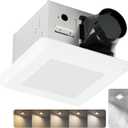 JULLISON Bathroom Fan with Light and Humidity Sensor: 26W Ceiling Mount Ventilation Fan and LED Light Combo for Bathroom and Home, 100CFM, 5CCT Seletable, Dimmable & Wet Rated, ETL Certified