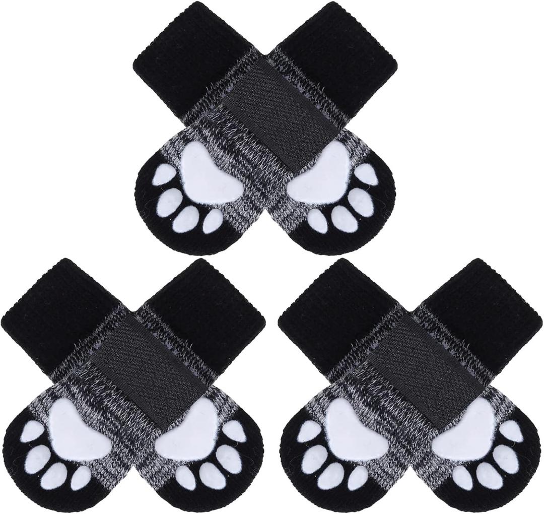4PCs Anti-Slip Dog Socks to Prevent Licking Paws,Dog Shoes for Hot Pavement,Best Paw Protector Traction Control on Hardwood Floor,Dog Booties for Puppy Small Medium Large Senior Dogs