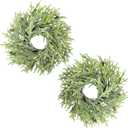 AuldHome Design Artificial Christmas Wreaths (2-Pack, 14-Inch); Evergreen Flocked Greenery w/Pinecones for Doors, Stairways and Windows, Indoor/Outdoor