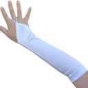 SACASUSA 13inch Fingerless Elbow Length Wedding Bridal Satin Gloves Kids Girls Children 15 colors (White)