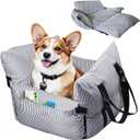Dog Car Seat for Medium/Small Dogs,Pet Car Seat Travel Bed Detachable Washable Dog Booster Seats Under 30 lbs,Portable Cars Travel Carrier Bed with Storage Pockets and Dogs Safety Belt (Gray stripe)