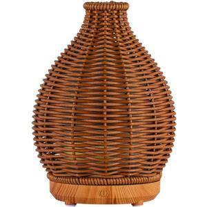 SpaRoom Boho Essential Oil Ultrasonic Misting Diffuser for Aromatherapy, Dark Brown