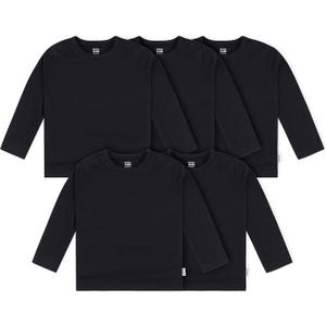 Gerber Unisex-Baby Toddler 5-Pack Solid Long Sleeve T-Shirts Jersey 160 GSM (Black), Size: 3T