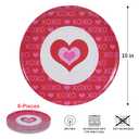 Yinshine Melamine Plates Set for Holiday10 Inch Melamine Dinner Plate Set6 PCS Dinner Dishes Set, Dishwasher Safe,Unbreakable,LightweightPink Heart Design