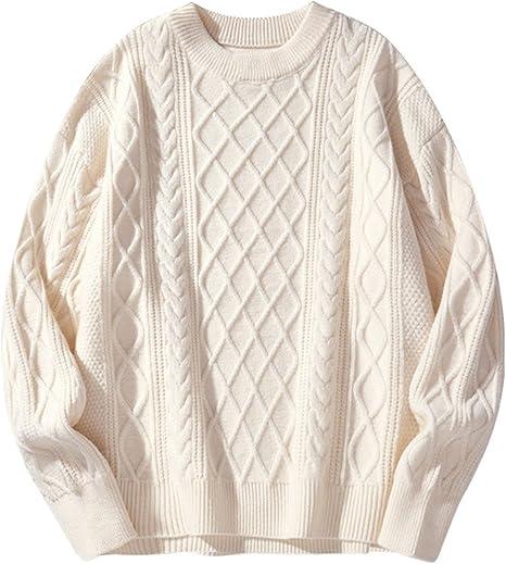 Laixton Women's Oversized Sweater Unisex Long Sleeve Vintage Cable Knit Sweaters Aesthetic Streetwear Casual Sweater Top, Size: XL