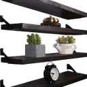 24 Inch Rustic Wood Floating Shelves for Wall Decor Farmhouse Wooden Wall Shelves for Bathroom Kitchen Bedroom Living Room Set of 4 Dark Brown