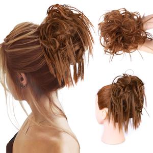 HMD Tousled Updo Messy Bun Hair Piece Hair Extension Ponytail With Elastic Rubber Band Updo Extensions Hairpiece Synthetic Hair Extensions Scrunchies Ponytail Hairpieces for Women (Medium Auburn)