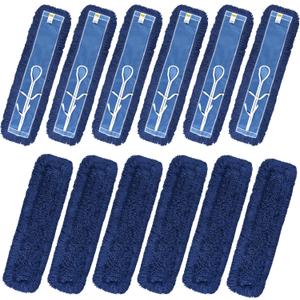 Matthew Cleaning 36'' Industrial Strength Cotton Dust Mop Refill Washable Replacement Heads for Residential & Commercial Use Fit Standard Dust Mop Frames, Hardwood, Laminate, Concrete Floors 12 Pack (Blue)