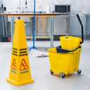 Carlisle FoodService Products Omnifit Mop Bucket with Side Press Wringer and Soiled Water Insert for Floor Cleaning, Kitchens, Restaurants, And Janitorial Use, Polypropylene (Pp), 35 Quarts, Yellow