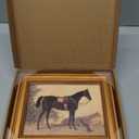 Gold Framed Wall Art Vintage Horse and Dog Canvas Art Farmhouse Animals Picture Wall Decor Antique Prints Rustic Paintings Country Artwork for Bedroom Bathroom Living Room 8x10 Inch